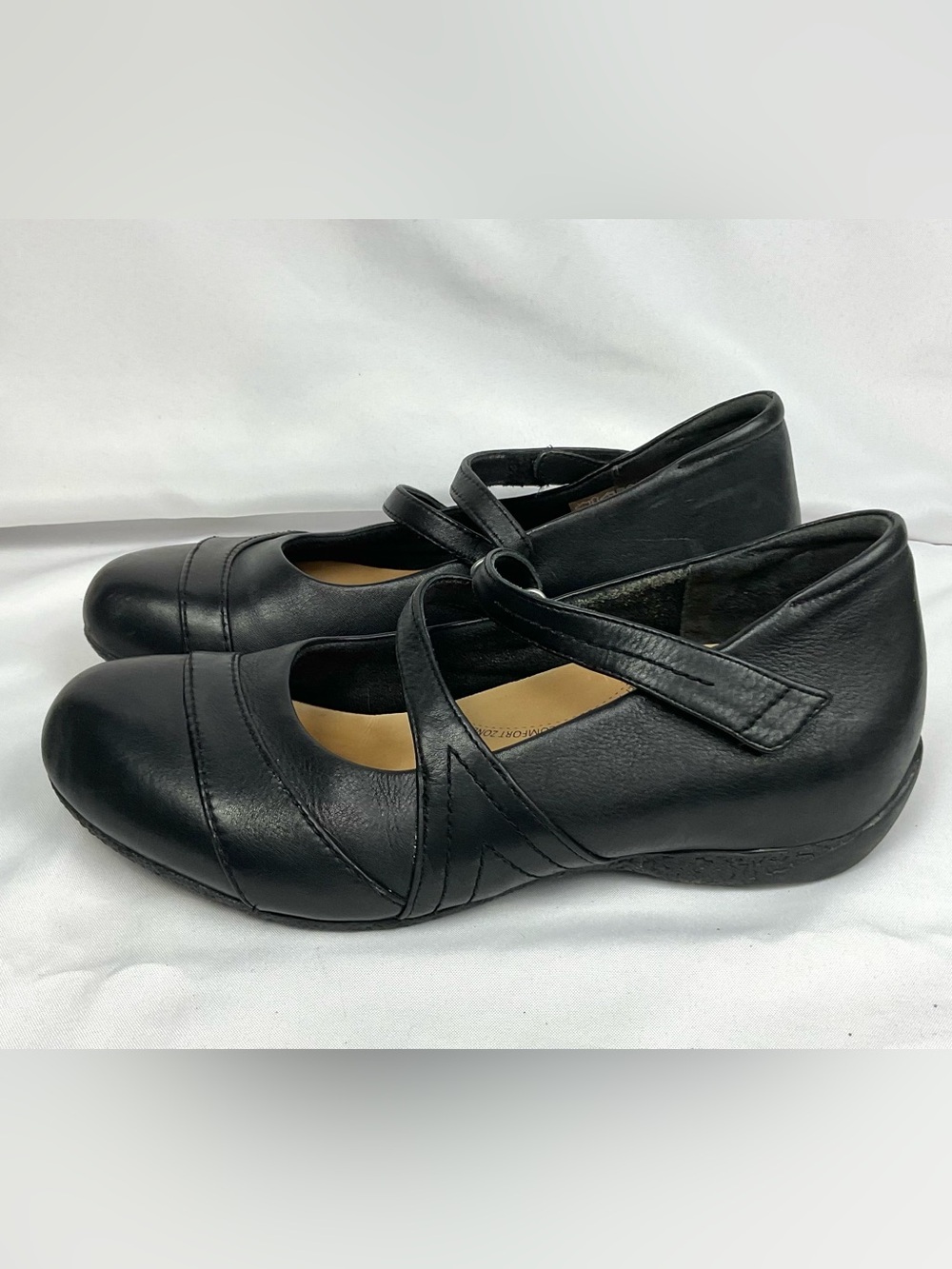 Ziera Xray Black Leather Mary Jane Shoes Comfort Flats Shoes Sz 40